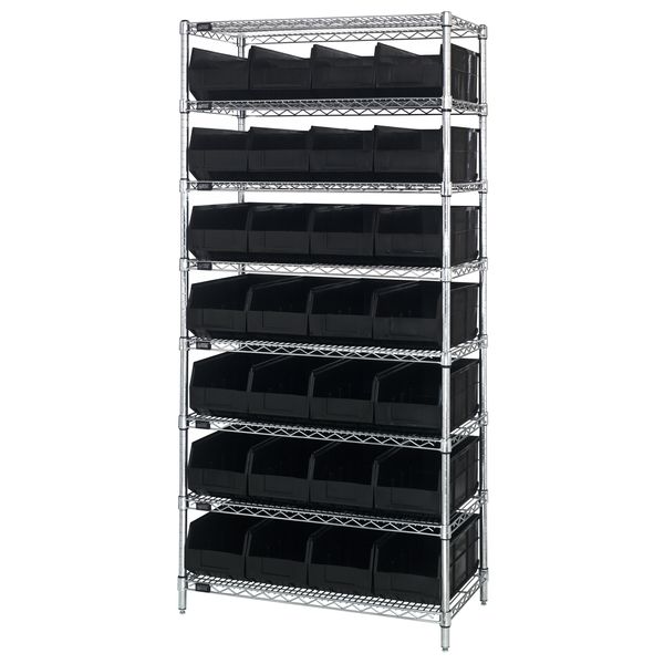 Quantum Storage Systems Stackable Shelf Bin Steel Shelving Systems WR8-423BK